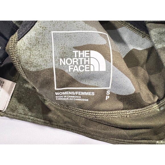 The North Face Womens Camo Green Stow N Go Sport Bra Stretch Poly Top Sz S - Picture 7 of 10